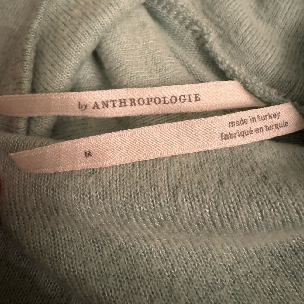 Anthropologie Mint Green Puff-Sleeved Turtleneck Top - Picture 9 of 11